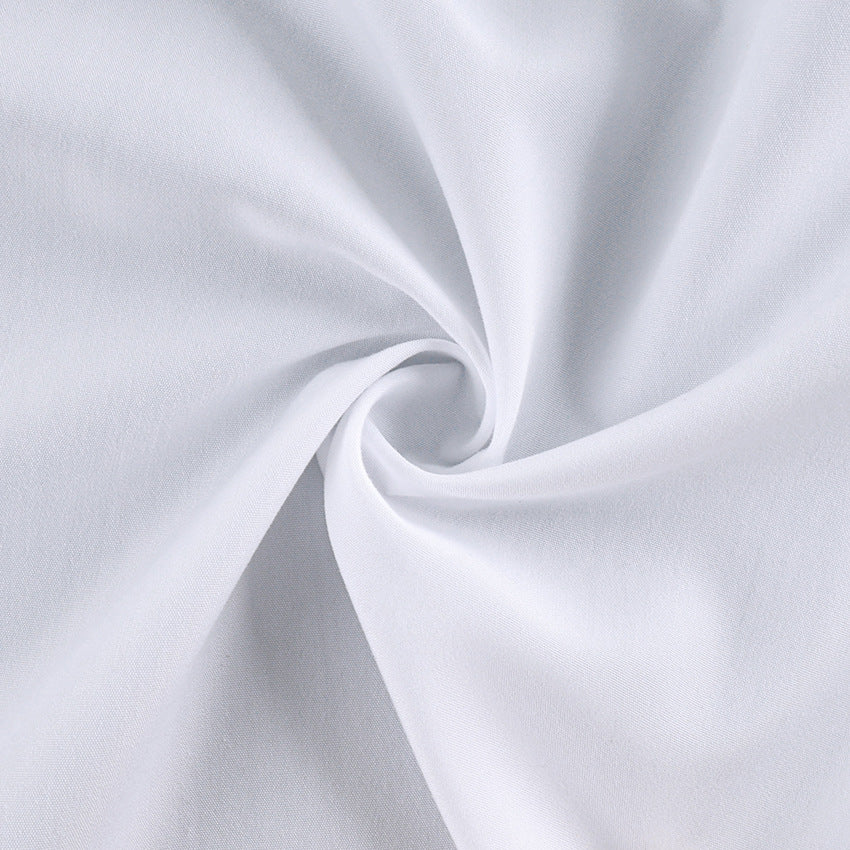 Women's Stand Collar Tie Neck Longline Blouse Half Sleeve Button Front Shirt