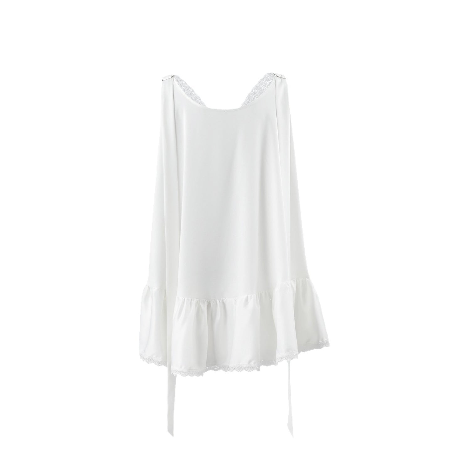 Women's Lace Panel V-Neck Sleeveless Ruffle Hem Mini Dress
