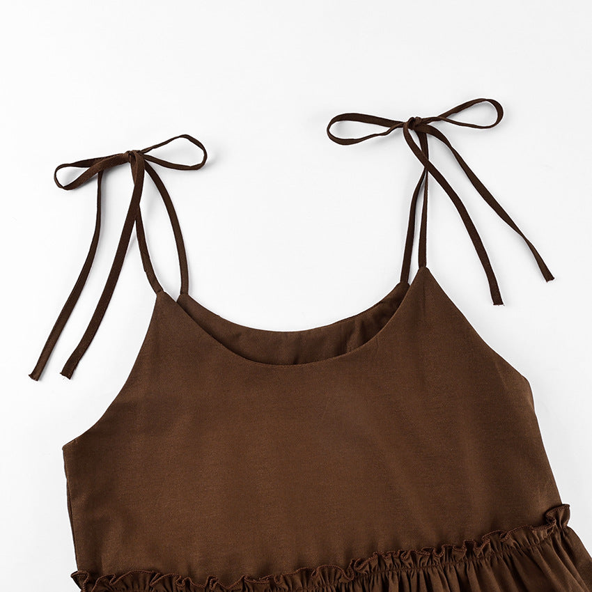 Women's Tie Shoulder Sleeveless A-Line Midi Dress